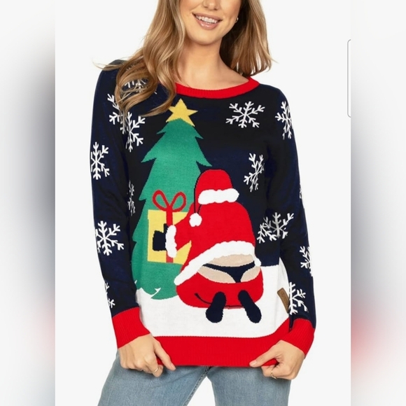 Tipsy Eleves Winter Whale Tail Women's Ugly Christmas Sweater - Picture 1 of 8